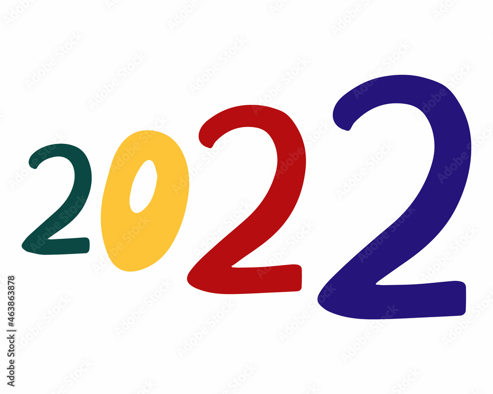 Cartoon vector illustration 2022 by hand. New Year in numbers in doodle style. Vector illustration Cartoon vector illustration 2022 by hand. New Year in numbers in doodle style. Vector illustration