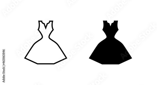 Evening dress line icon. linear style sign for mobile concept and design. Gown dress outline vector icon. Symbol, logo illustration vector. Simple outline dress vector icon. On white background