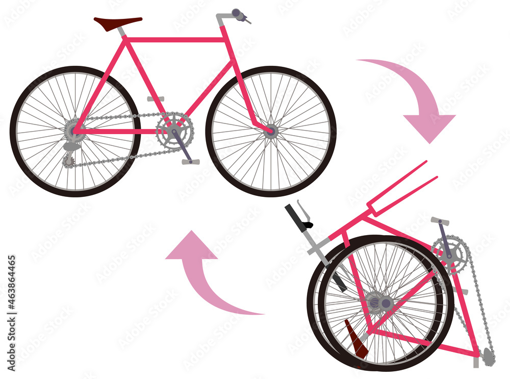 折りたためる自転車　クロスバイクのイラスト