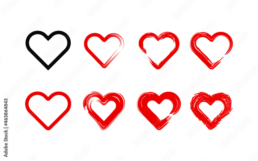 Heart icon vector design. Heart icon collection. A collection of hearts symbol on a white background