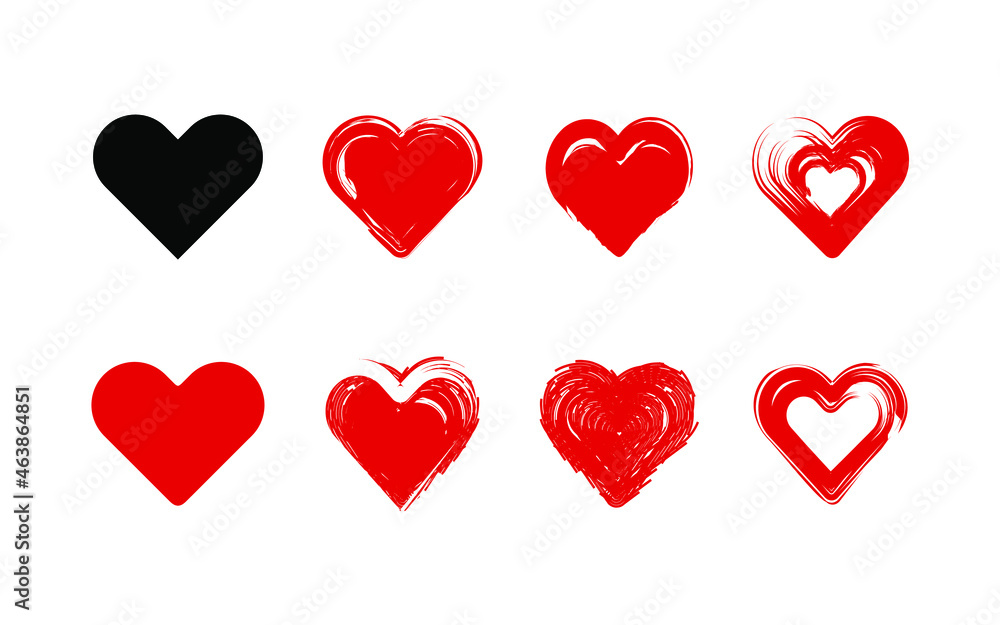 Heart icon vector design. Heart icon collection. A collection of hearts symbol on a white background