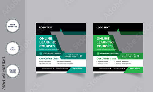 Online learning courses banner social media post