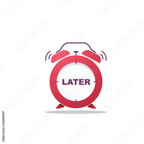 Procrastination concept alarm simple illustration