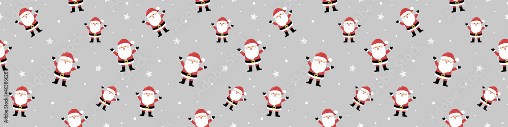 Christmas texture with Santa Claus. Seamless pattern. Panoramic header. Vector