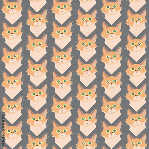 Cute Siamese cat, seamless pattern in cartoon style, vector