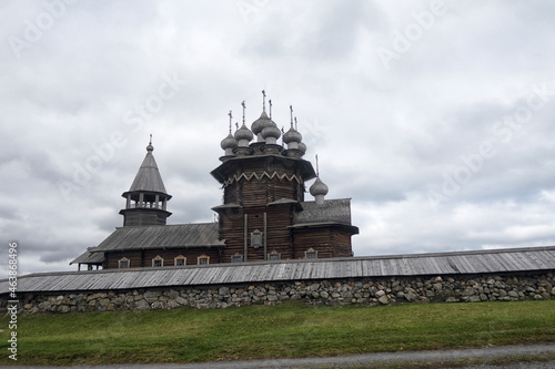 Wooden churches on island Kizhi on lake Onega, Russia.