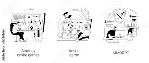 E-gaming industry abstract concept vector illustrations.