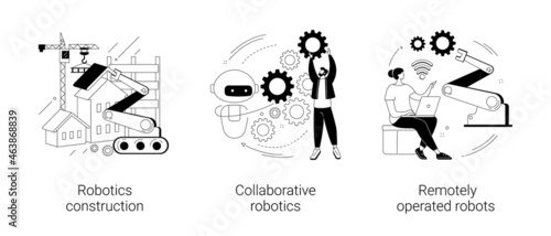 Machine work abstract concept vector illustrations.