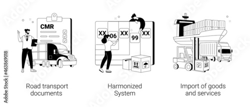 International logistics abstract concept vector illustrations.