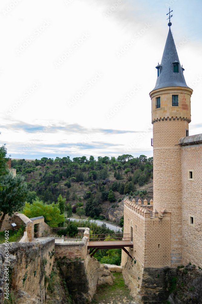 SEGOVIA, SPAIN - OCTOBER 19. The Alcázar of Segovia, dating from the early 12th century, is one of the most characteristic medieval castles in the world and one of the most visited monuments in Spain.