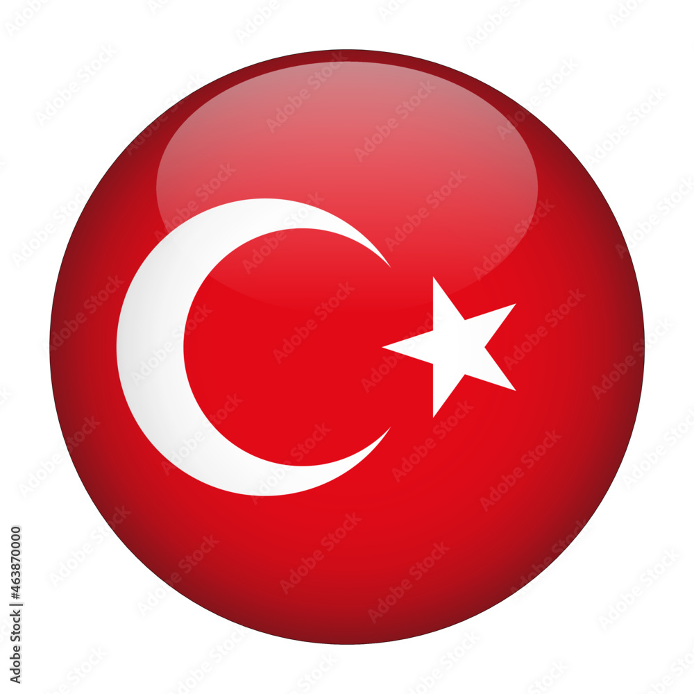 Turkey 3D Rounded Country Flag button Icon Turkey 3D Rounded Country Flag button Icon