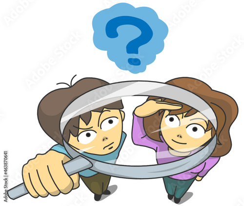 물음표 궁굼함을 표현하는 일러스트 만화