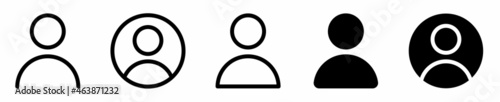 Set user avatar icon  button  profile symbol  flat person icon. User profile login or access authentication icon. Two-tone version on black and white background.Vector illuatration