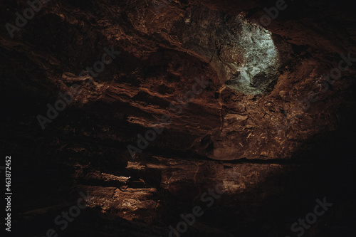 Dark, colorfulTextures of the walls in a lava tube of Canaria island
