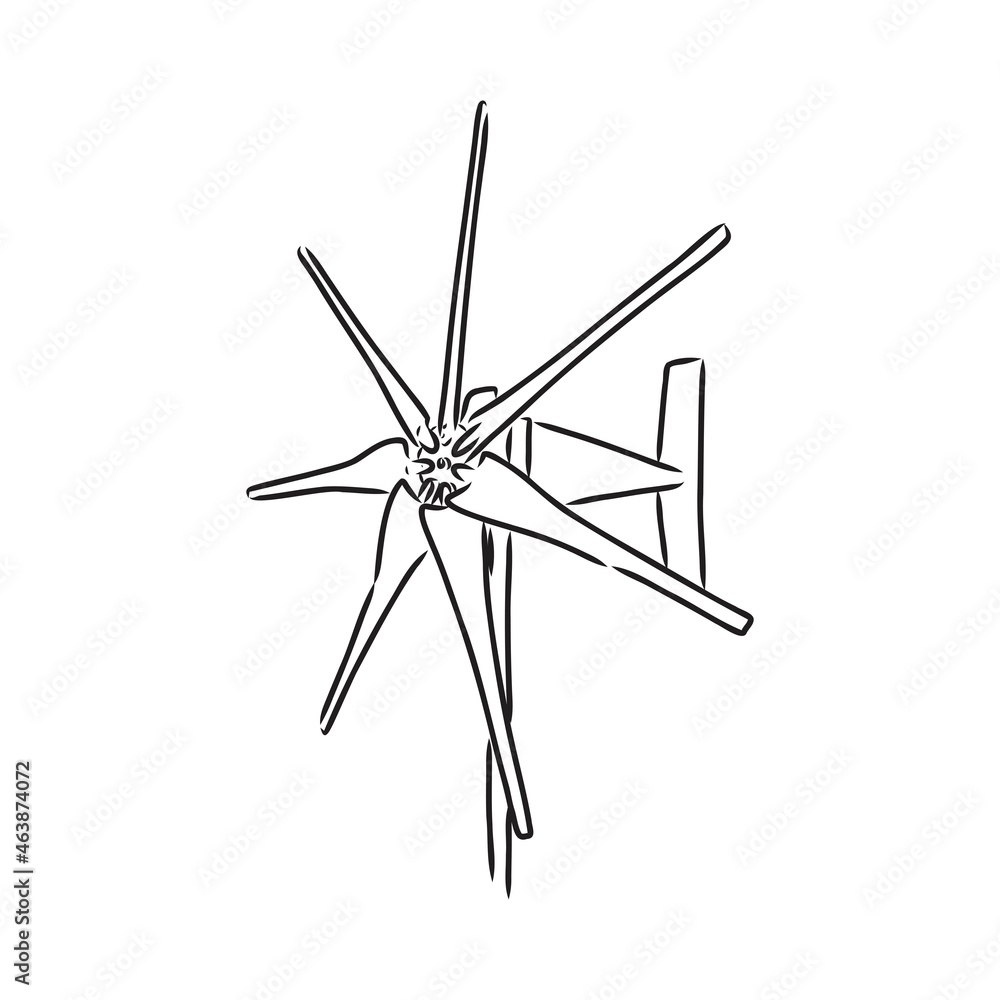 Wind power plant. Hand drawn vector illustration. Wind power plant. Hand drawn vector illustration.