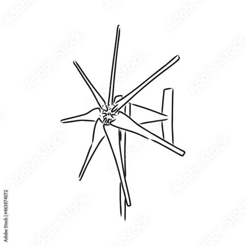 Wind power plant. Hand drawn vector illustration. © Elala 9161