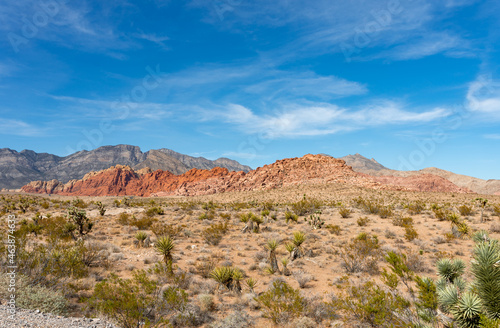 Beautiful desert landscape with clouds and mountains