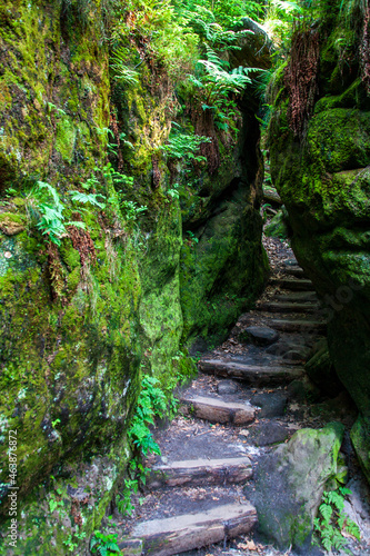 Naturstein Treppenstufen in der sächsischen Schweiz, künstlich angelegt