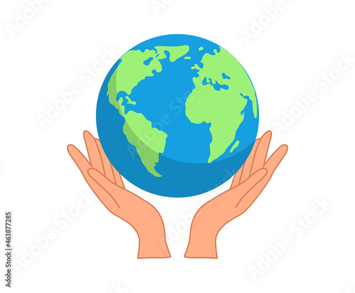 hands close the planet from pollution, save the planet, a small process of a plant, Earth Day concept