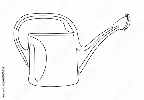 Line Icon. Watering can garden tool. One line drawing. 