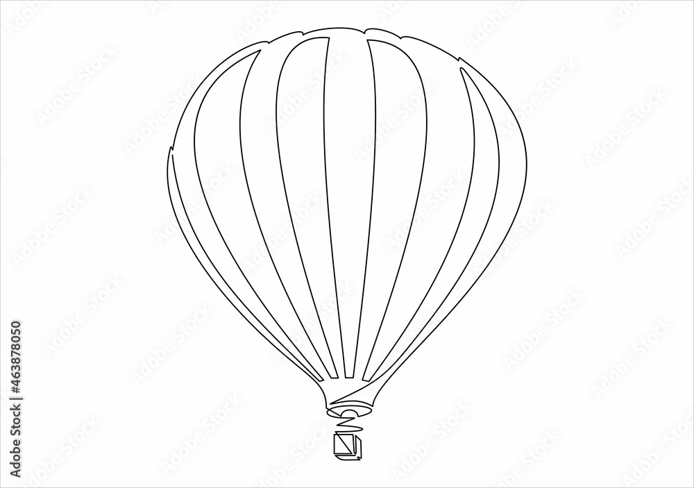 Hot air balloon sign. Continuous line drawing icon. Vector illustration Hot air balloon sign. Continuous line drawing icon. Vector illustration