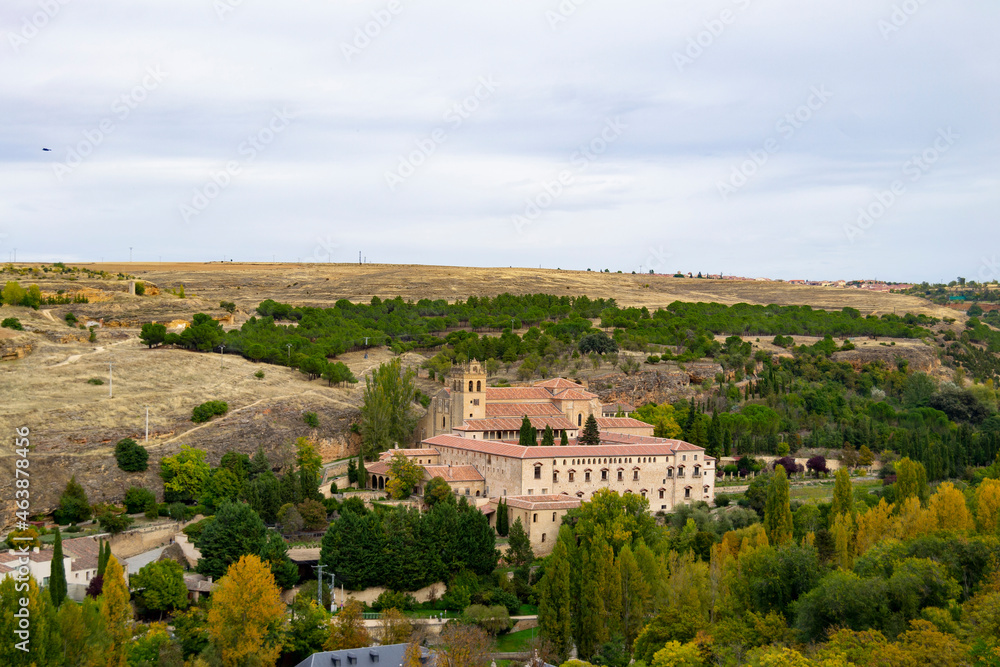 Views of the lands of Segovia, in Castilla y León on a cloudy day, in Spain. Europe. Horizontal photography.