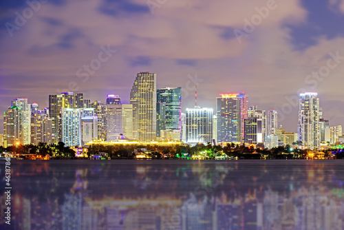Miami night downtown  city Florida. Miami  Florida  USA downtown cityscape.