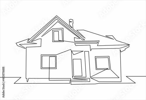 one line logo design of real estate house sale agency.line drawing of house, residential building concept