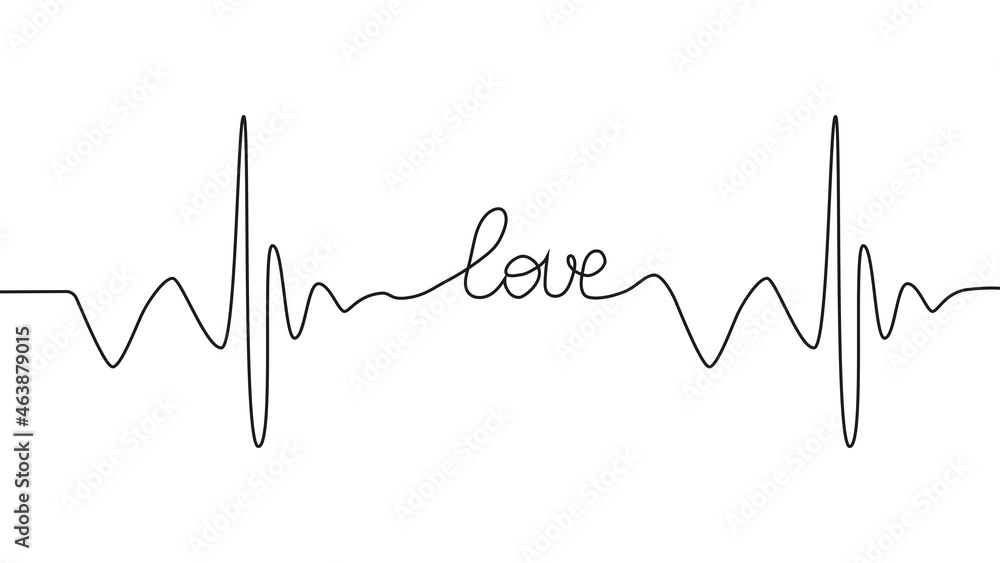 love lettering heartbeat design positive motivational optimist heart love.