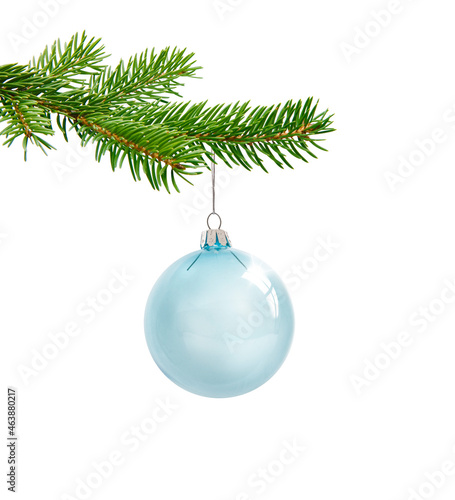 Schöne Weihnachtskugel aus Glas mit Tannenzweig