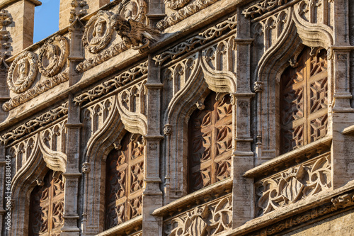 Detalle de la fachada del edificio de la lonja de la seda Valencia city, Spain photo