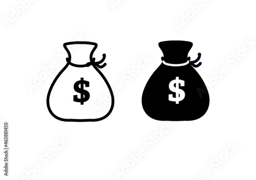 torba pieniądze, sakiewka, dolar - ikona wektorowa