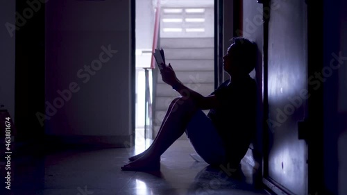 Silhouette of a Man having a lot of financial problems with invoices and Credit Cards, Money concept, real estate, problems, Stress, violence.