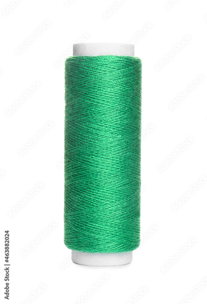 Spool of green sewing thread isolated on white Spool of green sewing thread isolated on white