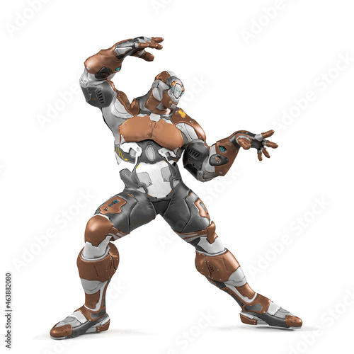 future soldier is doing some magic moves on white background side view