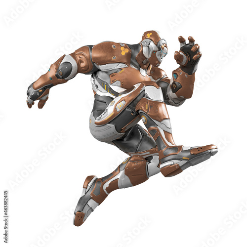 future soldier is jumping in white background © DM7