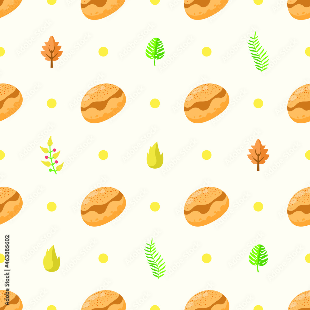 Seamless Pattern Abstract Elements Food Ban With Leaves Vector Design Style Background Illustration Texture For Prints Textiles, Clothing, Gift Wrap, Wallpaper, Pastel Seamless Pattern Abstract Elements Food Ban With Leaves Vector Design Style Background Illustration Texture For Prints Textiles, Clothing, Gift Wrap, Wallpaper, Pastel