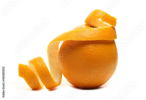 Swirly orange peel isolated on white 