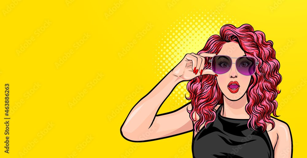 woman surprised in glasses look wow somthing woman surprised in glasses look wow somthing