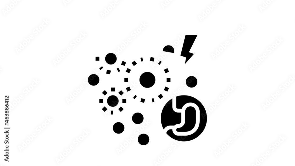 infection digestion system animated glyph icon. infection digestion ...