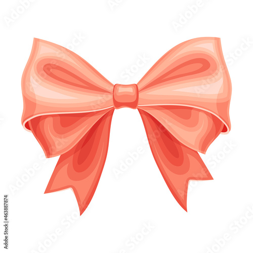 Silk Wedding Ribbon Bow Isolated on White Background Closeup Vector Illustration