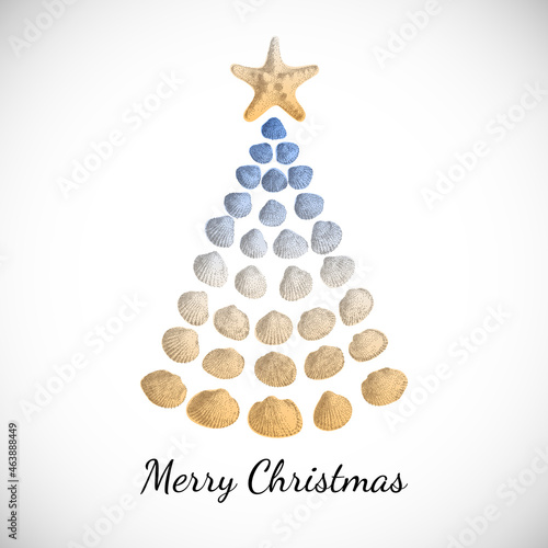 Nautical christmas tree with seashells