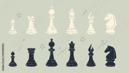 Chess Pieces Objects Set