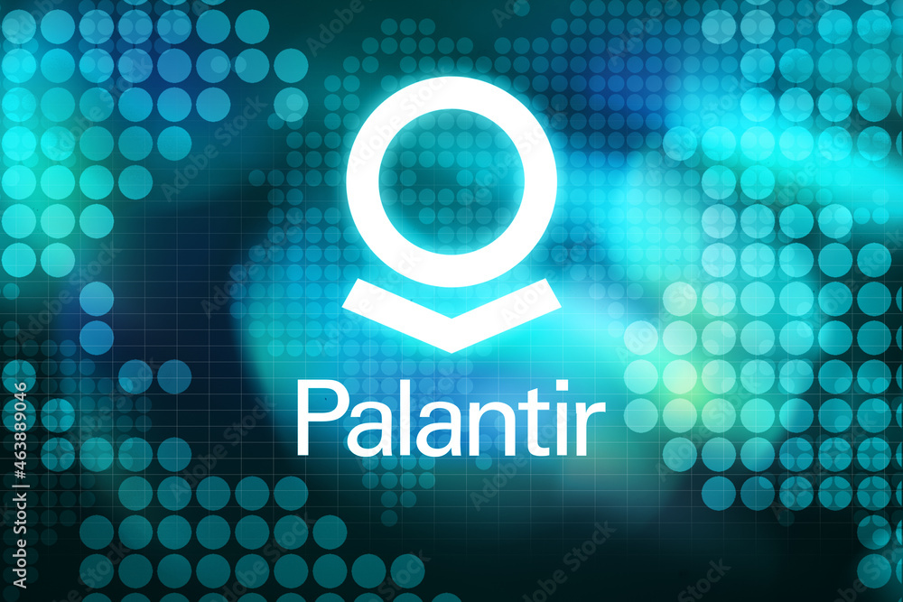 Palantir logo on abstract futuristic digital technology digital
