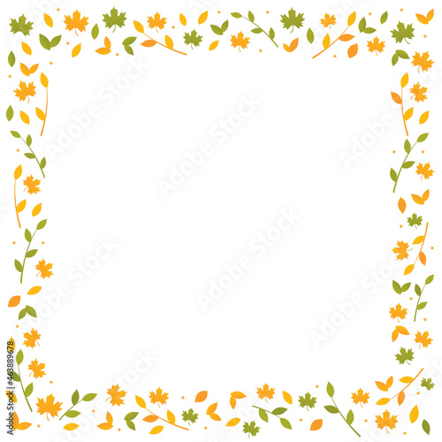 Fall Leaves Border. Leaves Border. Colorful Border Template. Vector Illustration Background
