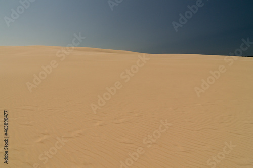 sand dunes in the Leba desert with blue sky