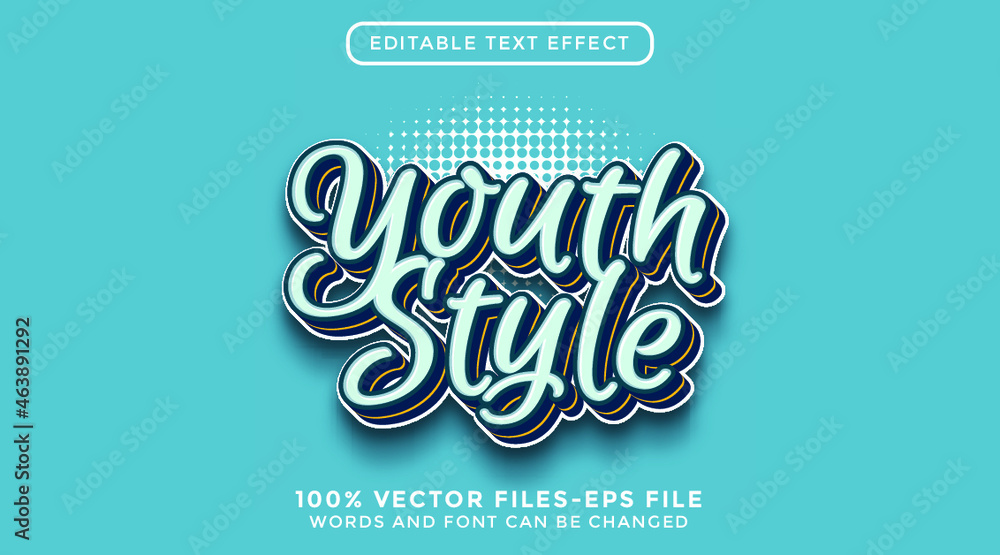 Fototapeta youth style - illustrator editable text effect Premium Vector