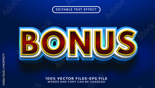 bonus text. editable text effect with 3d style premium vectors