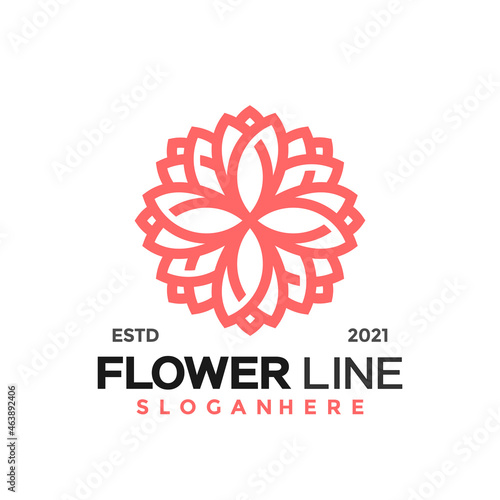Fototapeta Naklejka Na Ścianę i Meble -  Flower line art logo and icon design vector concept for template