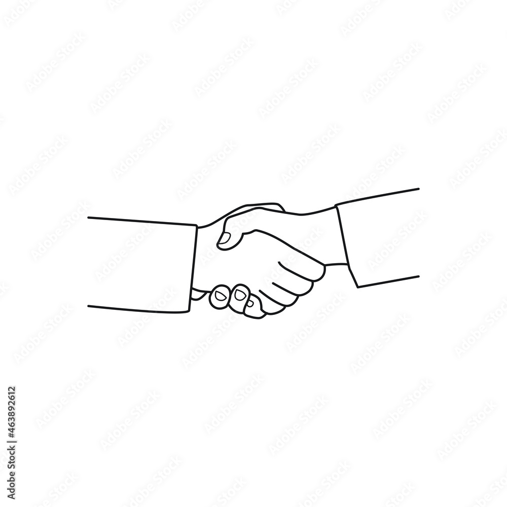 Line style handshake. Collaboration and Commitment sign vector illustration Line style handshake. Collaboration and Commitment sign vector illustration